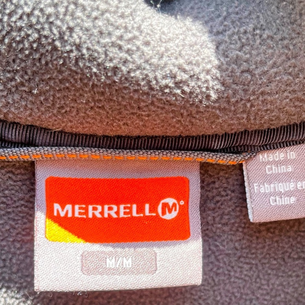 Merrell Wool Blend Fleece Jacket Men's Medium Gray Full Zip Outdoor Hiking Sweat - Picture 2 of 7